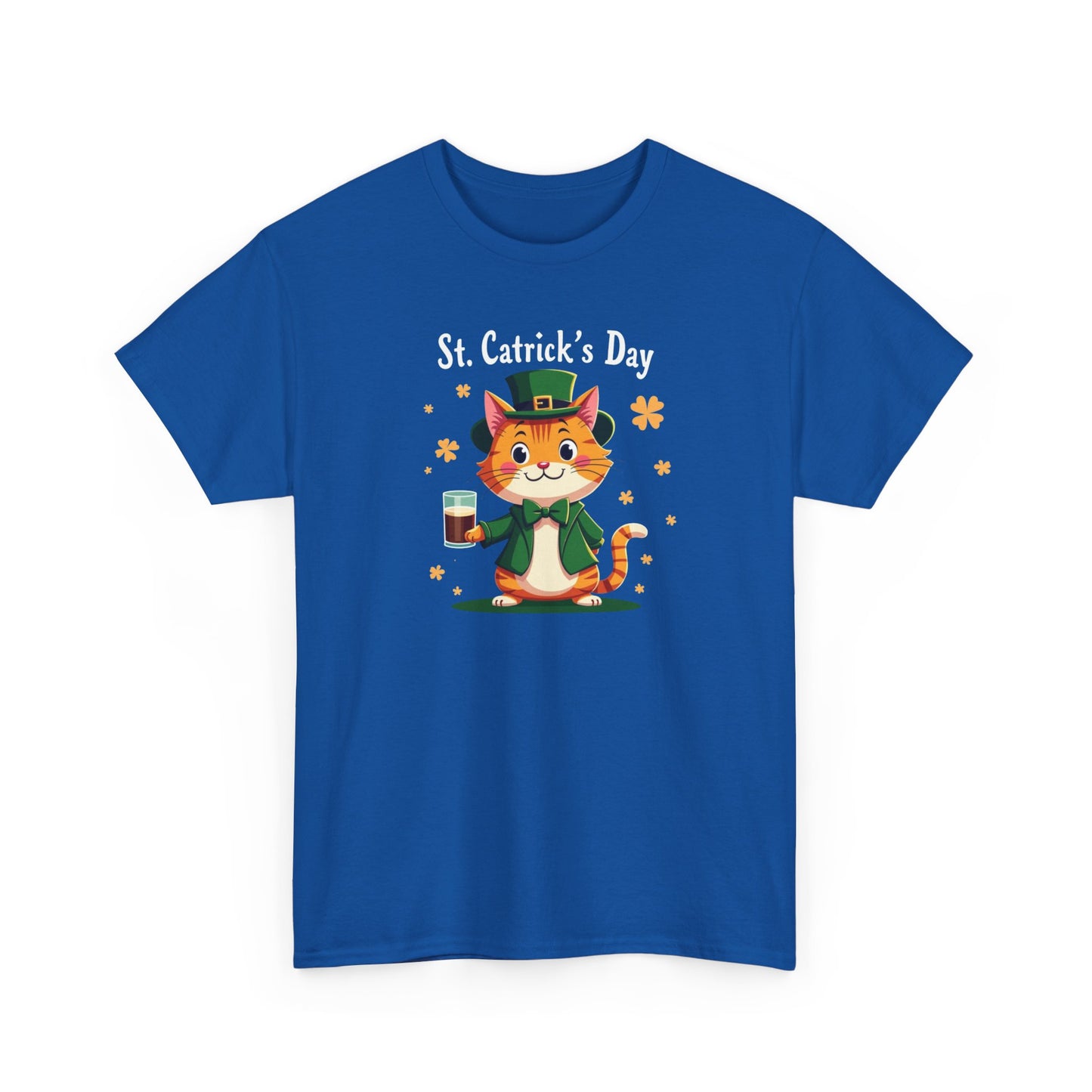 St. Patrick’s Day Cat T-Shirt — Cute Leprechaun Kitty with Beer