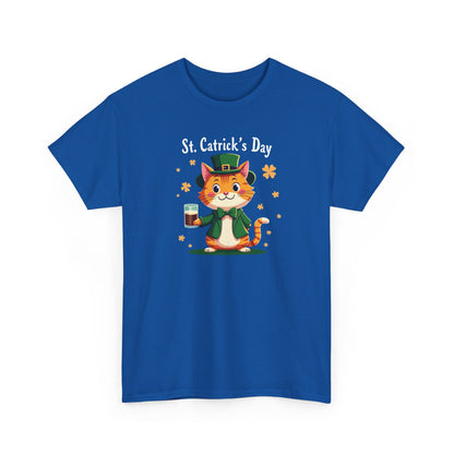 St. Patrick’s Day Cat T-Shirt — Cute Leprechaun Kitty with Beer