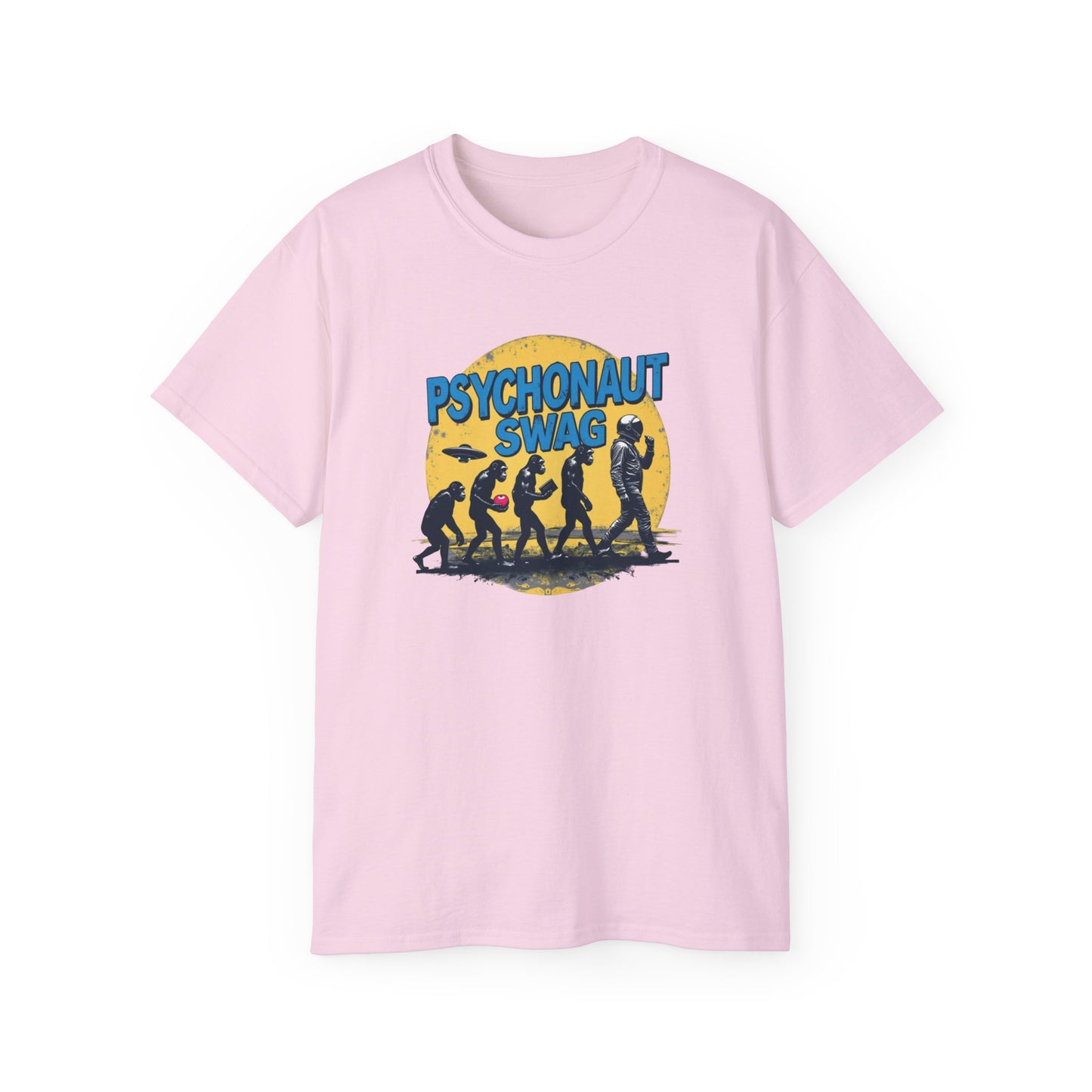 Psychonaut Evolution of Man Sunset, Unisex Tee, Retro Graphic T-Shirt, Music Festival Attire, Gift for Gamers, Casual Streetwear