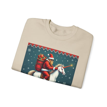 Santa Squatch on Unicorn, Unisex Heavy Blend™ Crewneck Sweatshirt