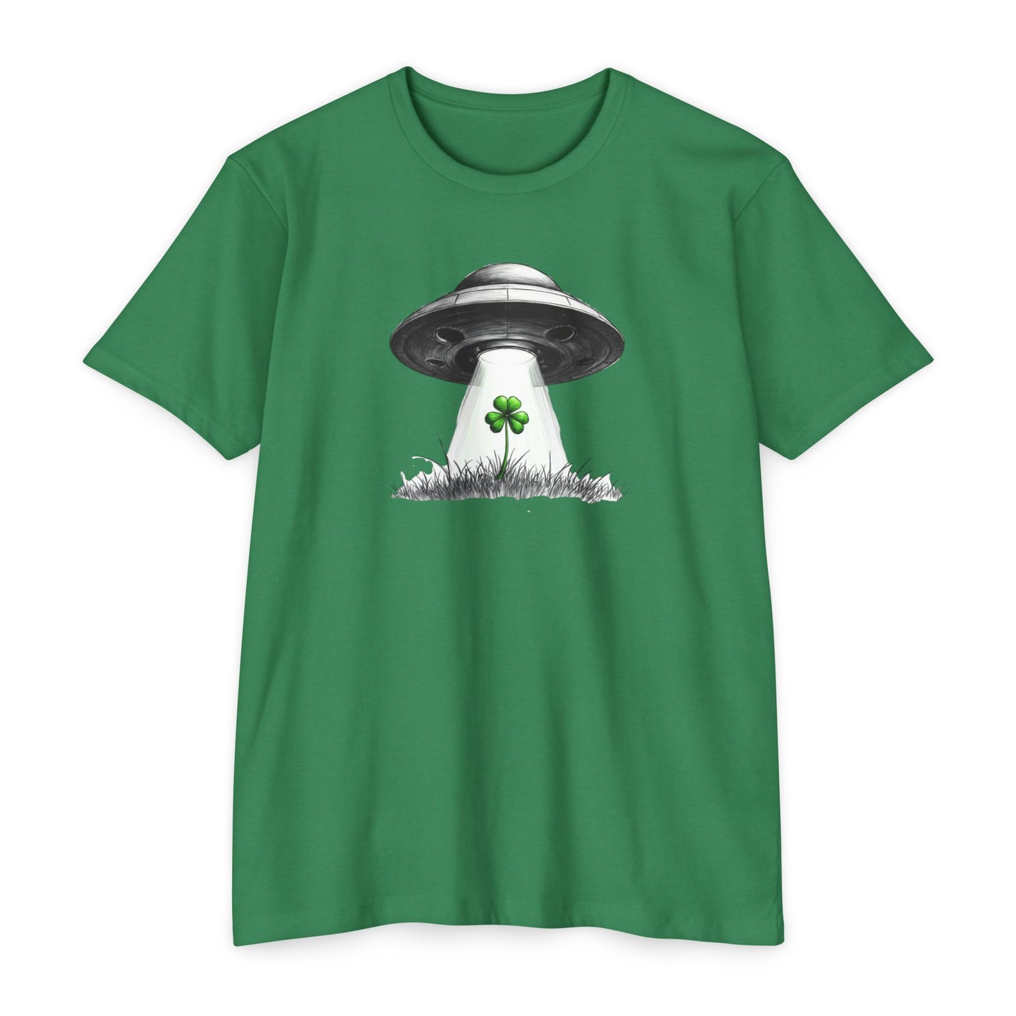 UFO Abduction Shamrock Tee — St. Patrick’s Day Alien Graphic T-Shirt