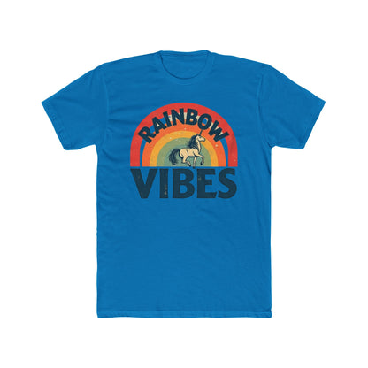 Rainbow Unicorn Vibes Unisex Cotton Crew Tee, Casual Wear, Gift for Friends, Rainbow Theme, Everyday Comfort, Summer Spirit - Psychonaut Swag