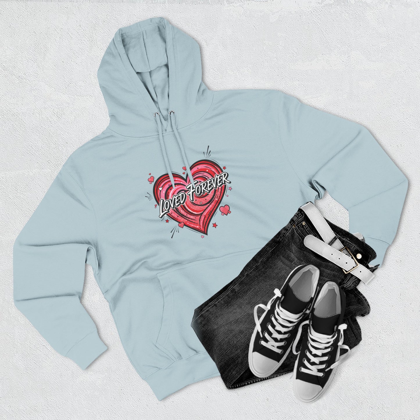 Love Forever Heart Hoodie — Vintage Tattoo Style Valentine's Sweatshirt