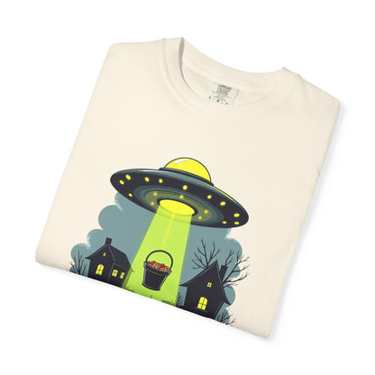 Halloween UFO Trick or Treat T-Shirt — Alien Abduction Spooky Tee