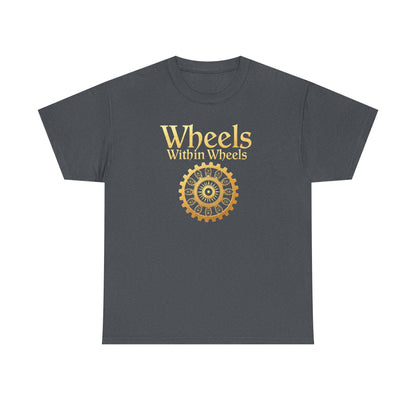 Wheels within wheels, Unisex Heavy Cotton Tee, Casual Wear, Gift for Cyclists, Graphic T-Shirt, Birthday Gift, Summer Style - Psychonaut Swag