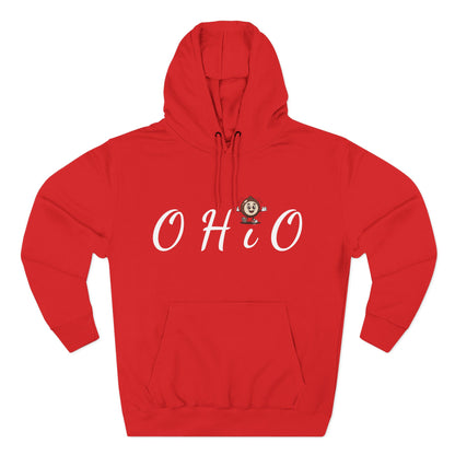 Ohio Script Hoodie with Cute Buckeye Mascot
