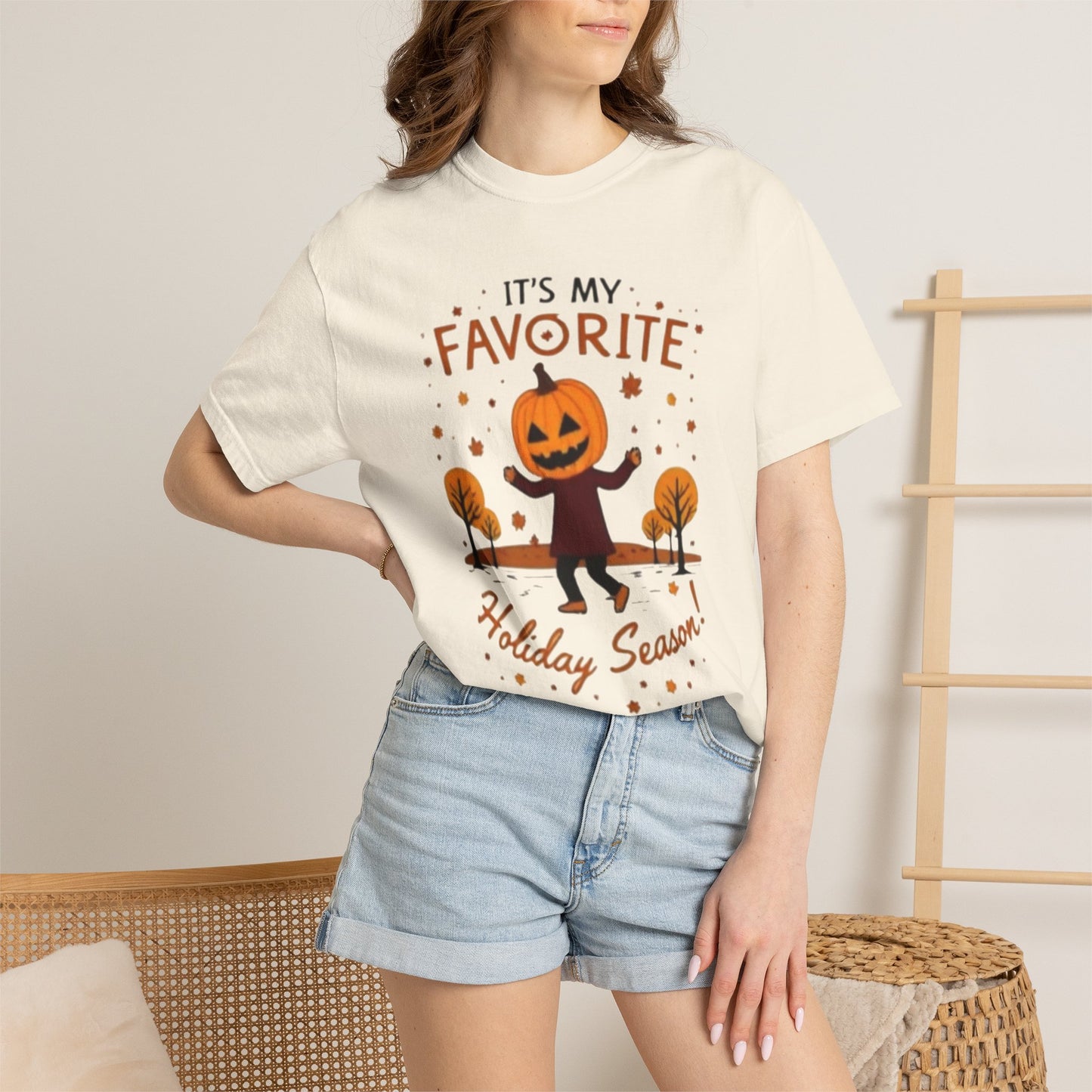 Halloween Pumpkin Head T-Shirt — "It's My Favorite Holiday Season!"