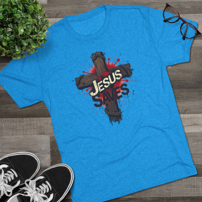 Jesus Saves Cross Tee — Christian Faith Graphic T-Shirt