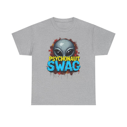 Hidden Alien, Psychonaut Swag, Staple Tee, Unisex Heavy Cotton Tee - Psychedelic Alien Swag Tee, Fun Graphic Tee, Perfect for Festivals, Casual Wear, Gift for Space Lovers - Psychonaut Swag