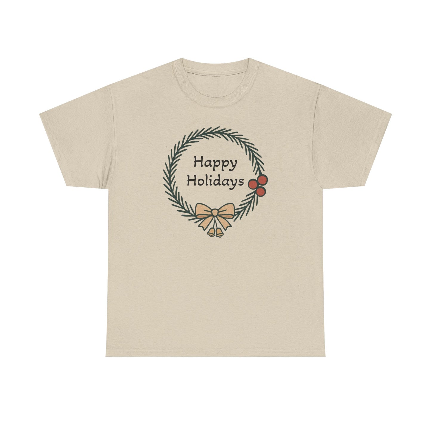 Happy Holiday Wreath, Unisex Heavy Cotton Tee