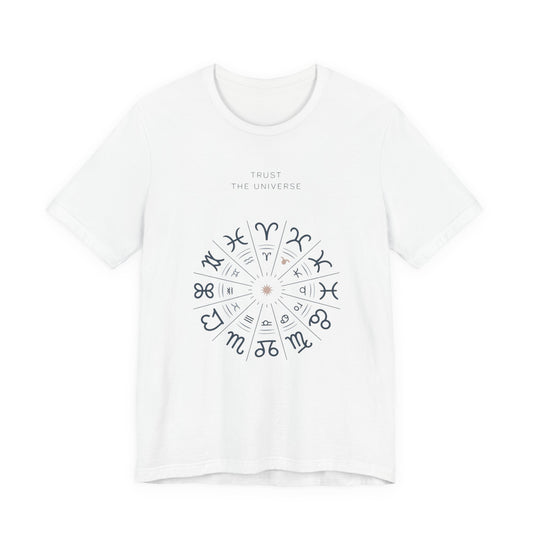 Zodiac Wheel T‑Shirt — Trust the Universe Astrology Tee