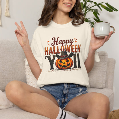 Halloween T-Shirt — "Happy Halloween You" Pumpkin Witch Graphic