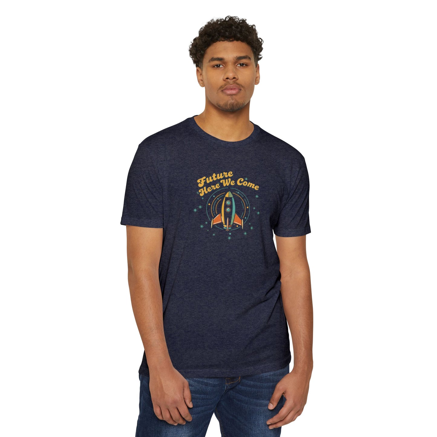Retro Rocket T-Shirt - "Future Here We Come" Vintage Space Tee