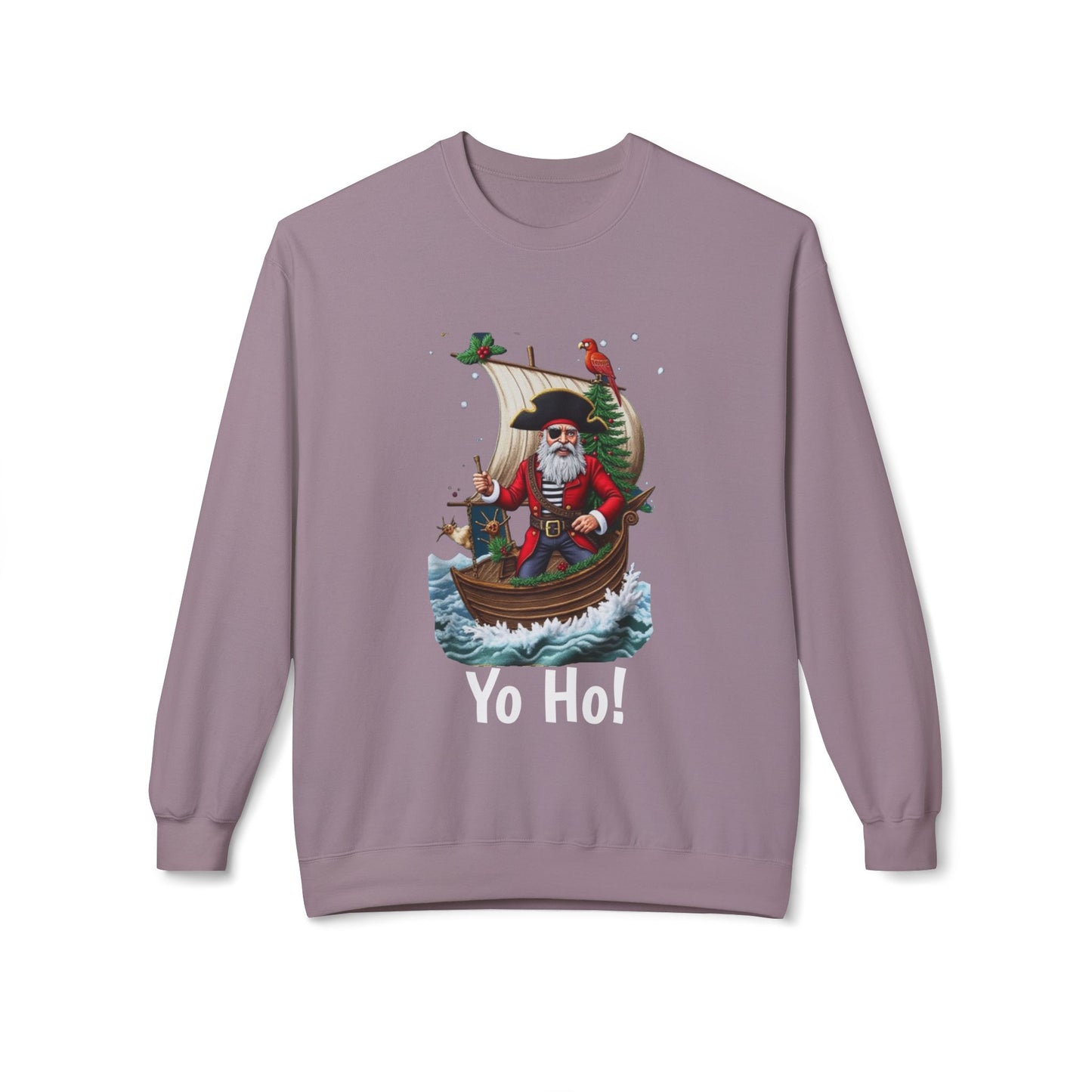 Santa Pirate, Yo Ho, Crewneck Sweatshirt — Nautical Christmas Holiday Sweater