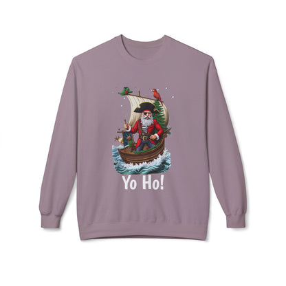 Santa Pirate, Yo Ho, Crewneck Sweatshirt — Nautical Christmas Holiday Sweater
