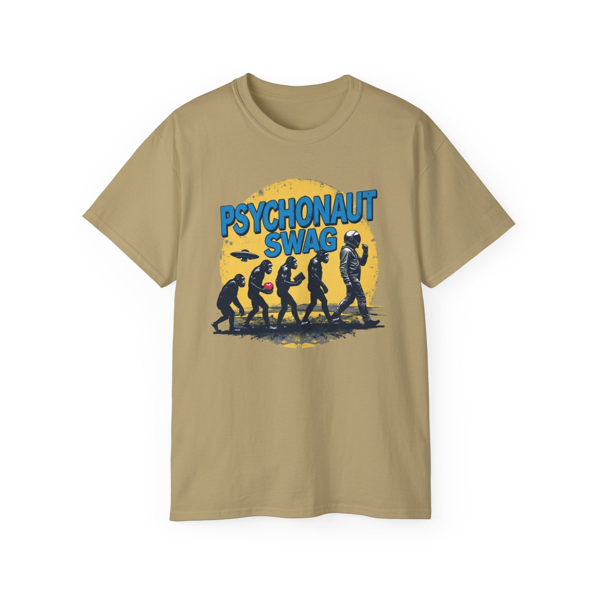 Psychonaut Evolution of Man Sunset, Unisex Tee, Retro Graphic T-Shirt, Music Festival Attire, Gift for Gamers, Casual Streetwear - Psychonaut Swag