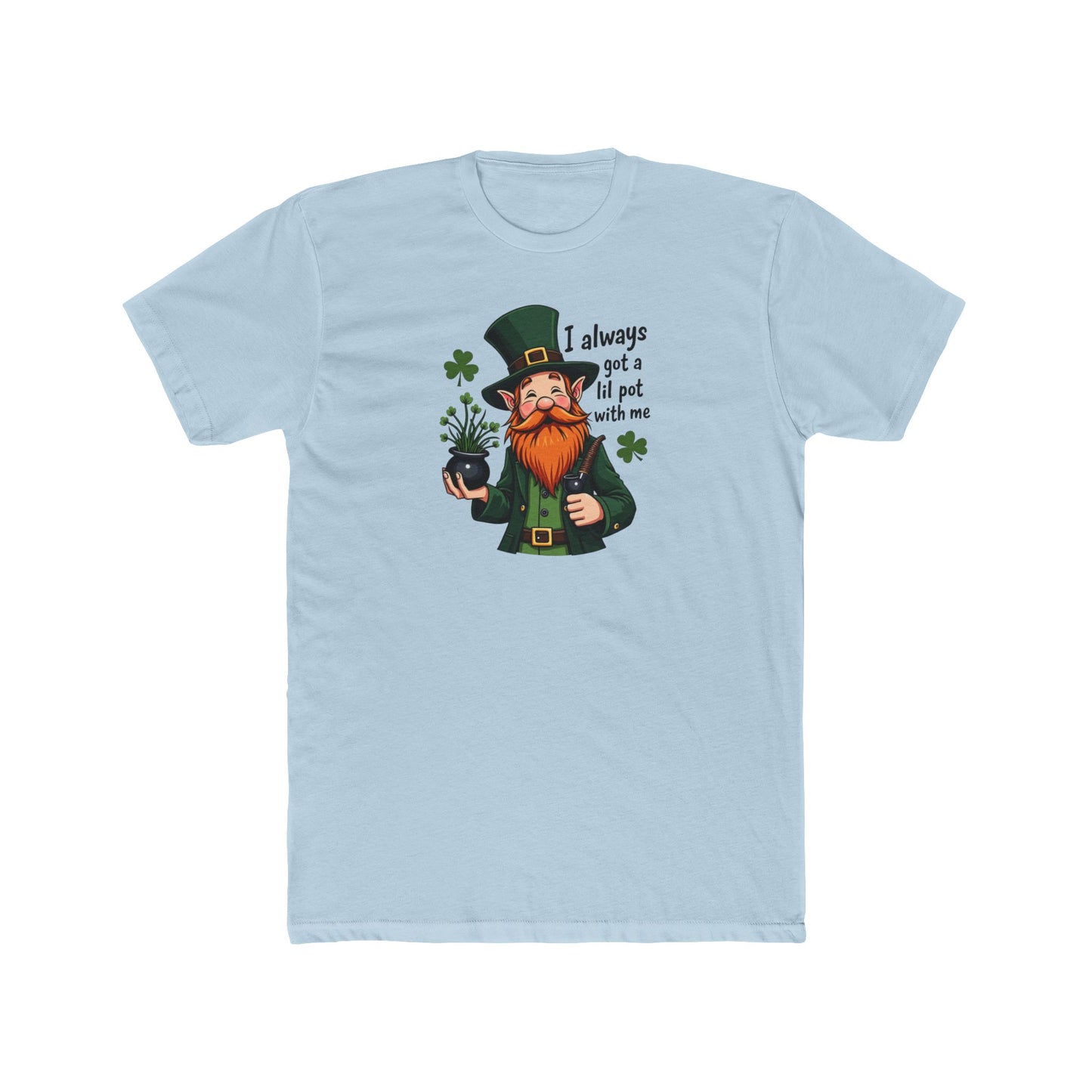 Leprechaun with little pot, Unisex Cotton Crew Tee