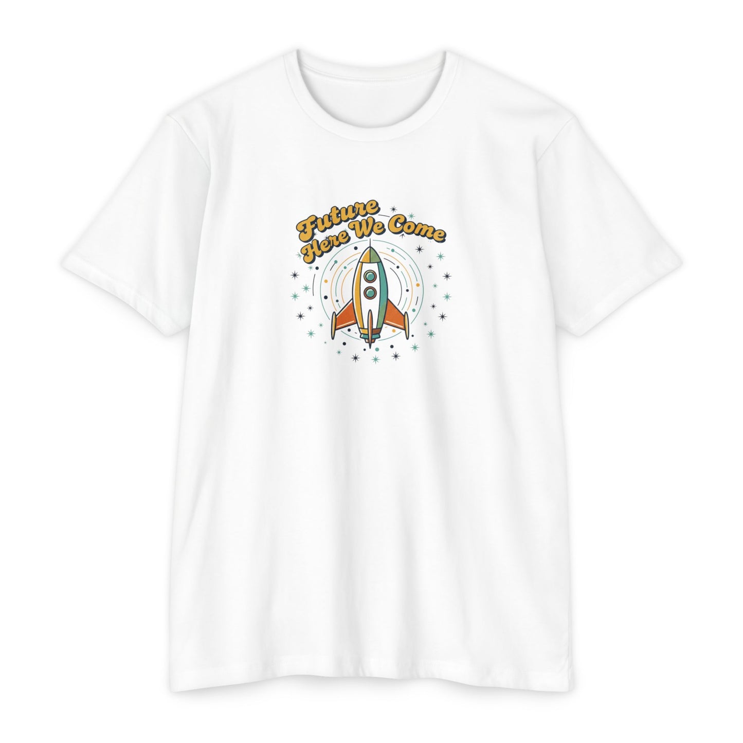 Retro Rocket T-Shirt - "Future Here We Come" Vintage Space Tee