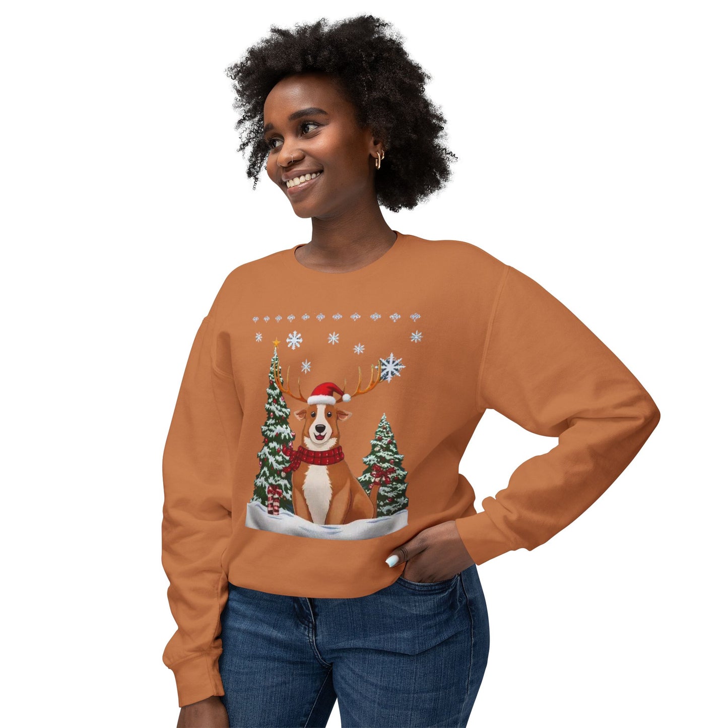 Christmas Corgi Sweatshirt - Festive Dog Reindeer Holiday Crewneck