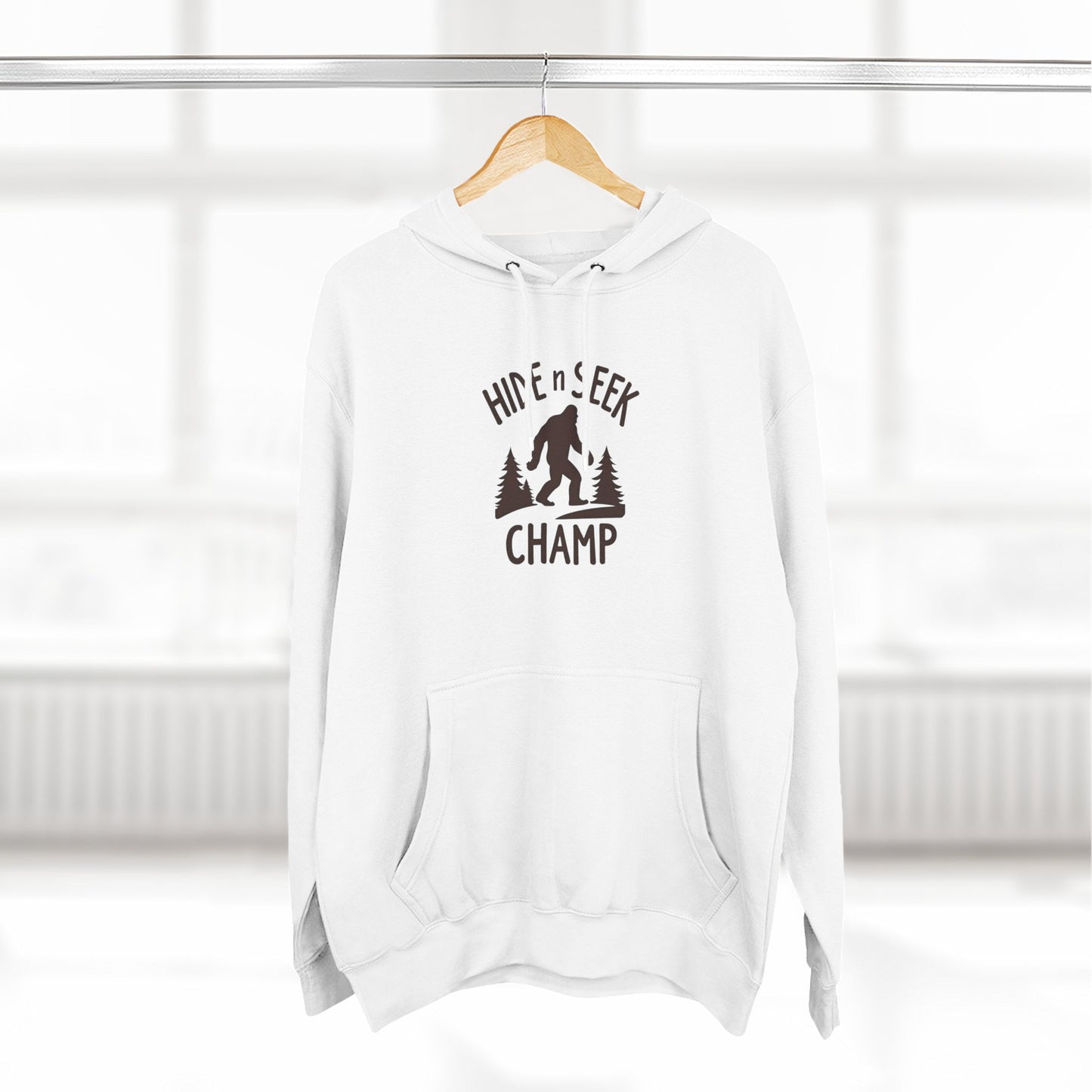 Hide & Seek Champ Hoodie — Bigfoot Sasquatch Graphic Pullover