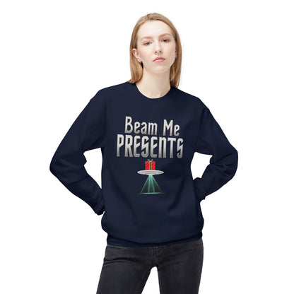 Crewneck Sweatshirt — "Beam Me Presents" UFO Holiday Gift Sweatshirt