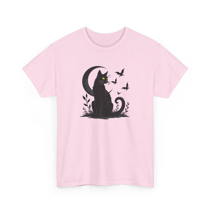 Black Cat Moon T‑Shirt — Gothic Cat Silhouette Tee
