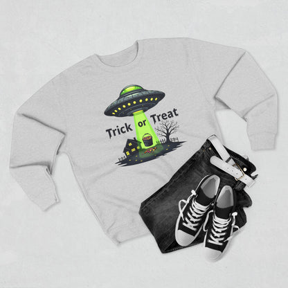 Halloween UFO Sweatshirt - "Trick or Treat" Alien Abduction Crewneck