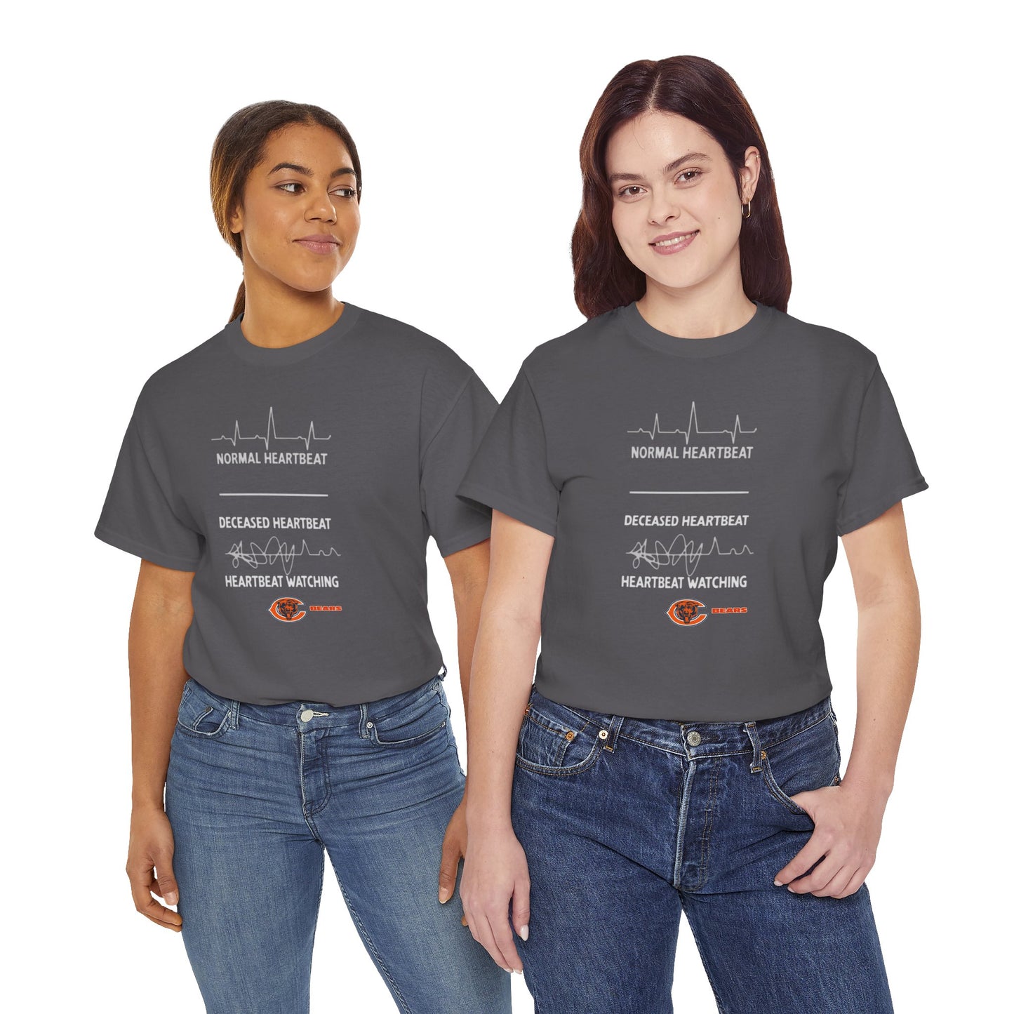 Bears Heartbeat Monitoring Tee — "Normal Heartbeat / Deceased Heartbeat / Heartbeat Watching" Graphic T-Shirt