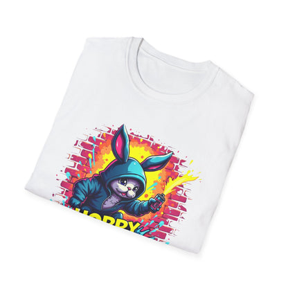 Easter Bunny 'Hoppy Easter' T-Shirt — Colorful Neon Bunny Graphic Tee