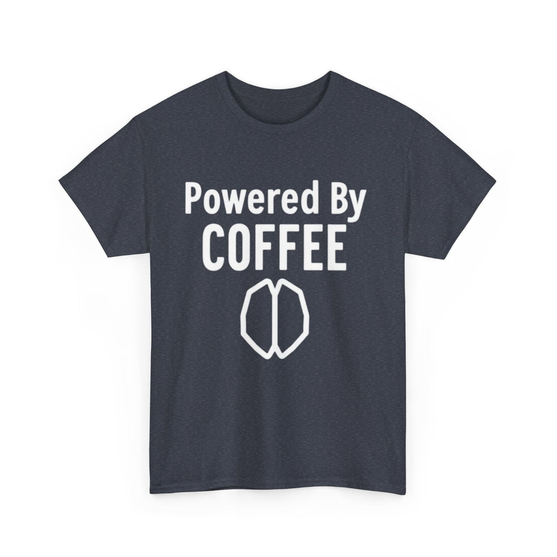 Powered By Coffee Unisex Heavy Cotton Tee, Funny Coffee Lover Shirt, Gift for Barista, Casual Wear, Perfect for Birthdays, Everyday Use - Psychonaut Swag
