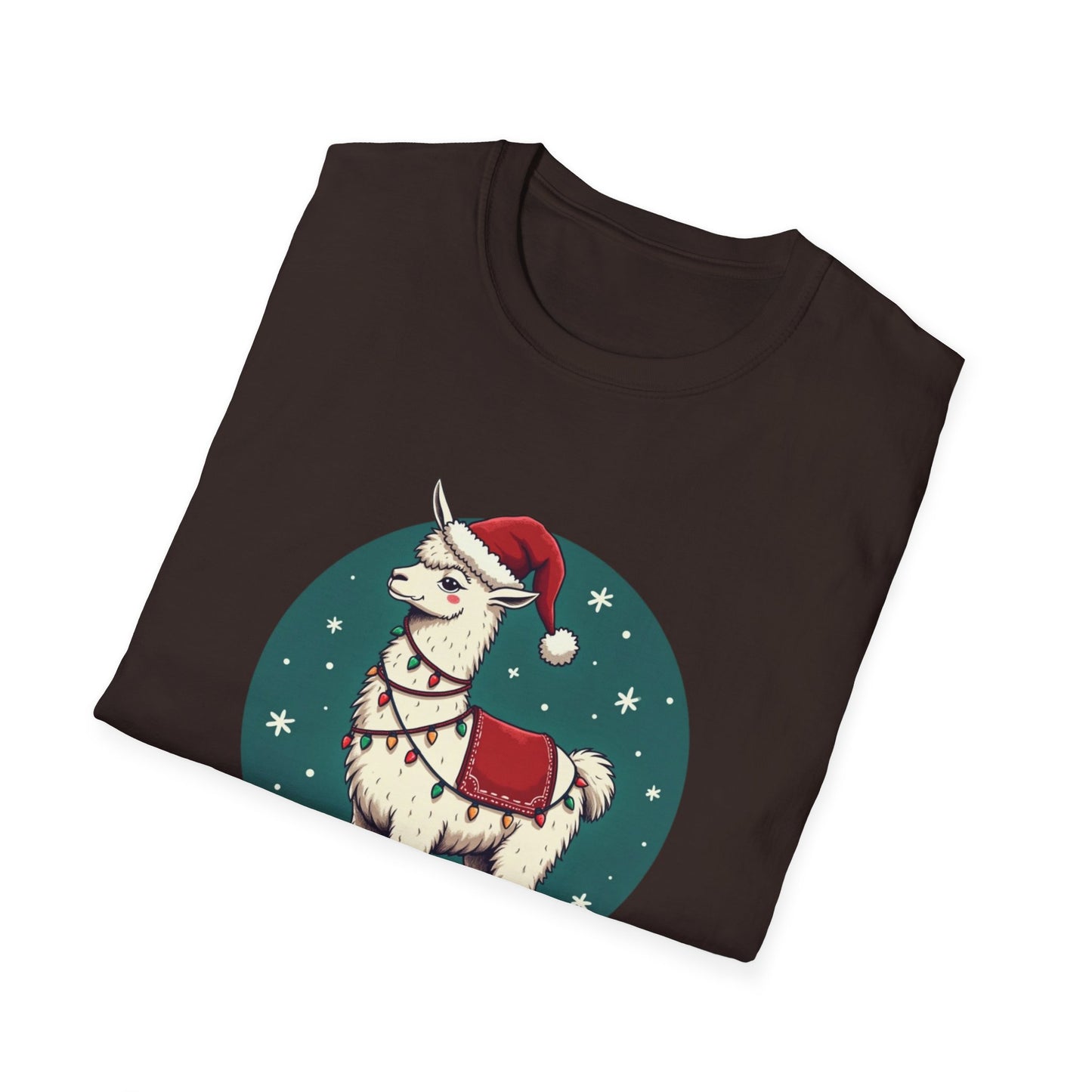 Christmas Llama T-Shirt — Cute Santa Hat Holiday Graphic Tee