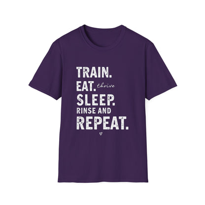 Train Eat Sleep Repeat T-Shirt, Fitness Apparel, Gym Wear, Motivational Shirt, Casual Unisex Tee - Psychonaut Swag