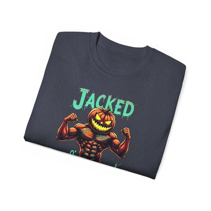Jacked Lantern Tee | Fun Halloween T-Shirt, Pumpkin Costume Tee, Men's Halloween Shirt, Unisex Graphic Tee, Autumn Apparel