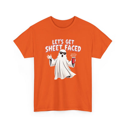 Let's Get Sheet Faced Ghost T‑Shirt — Funny Halloween Party Tee