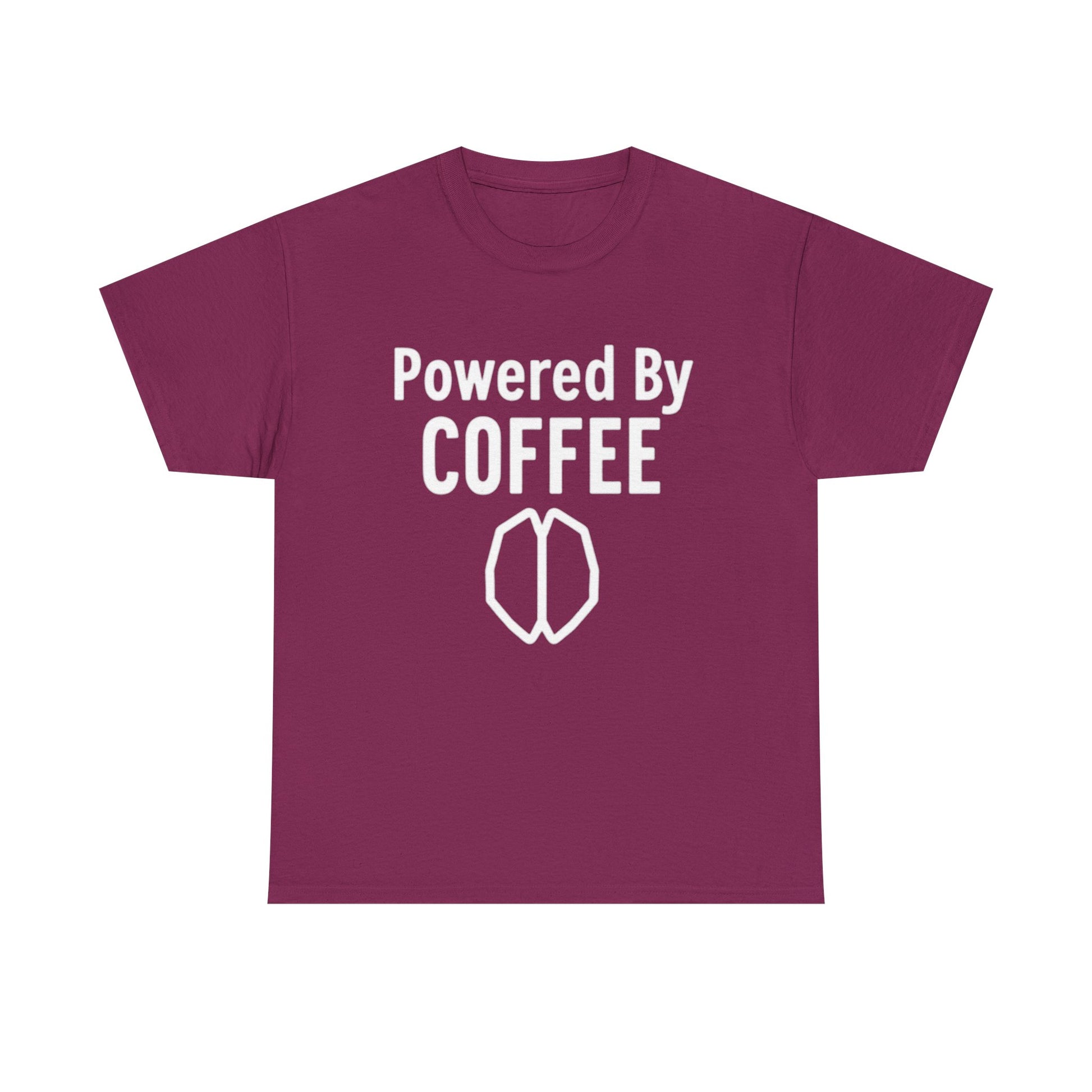 Powered By Coffee Unisex Heavy Cotton Tee, Funny Coffee Lover Shirt, Gift for Barista, Casual Wear, Perfect for Birthdays, Everyday Use - Psychonaut Swag