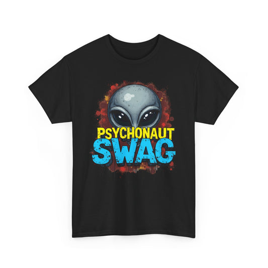 Hidden Alien, Psychonaut Swag, Staple Tee, Unisex Heavy Cotton Tee - Psychedelic Alien Swag Tee, Fun Graphic Tee, Perfect for Festivals, Casual Wear, Gift for Space Lovers - Psychonaut Swag