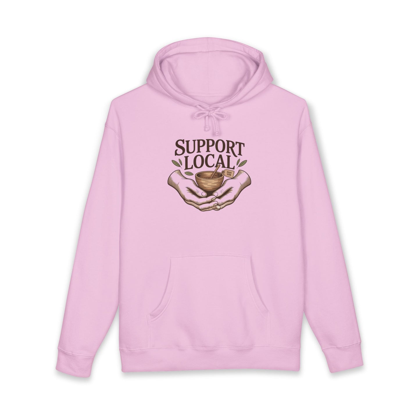 Support Local Hoodie — Vintage Hands & Heart Graphic Hooded Sweatshirt