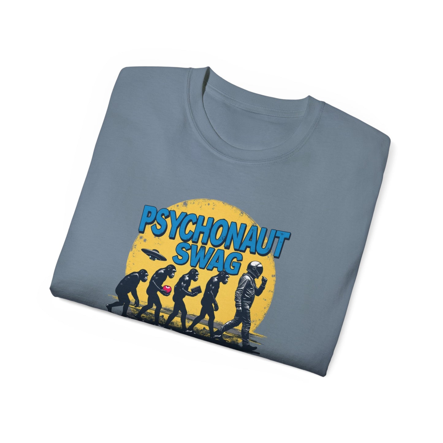 Psychonaut Evolution of Man Sunset, Unisex Tee, Retro Graphic T-Shirt, Music Festival Attire, Gift for Gamers, Casual Streetwear