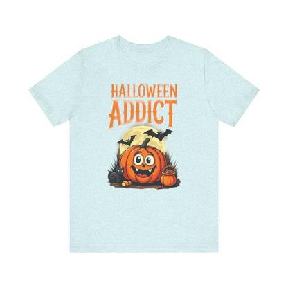 Halloween Addict Tee | Unisex Short Sleeve T-Shirt, Fun Halloween Apparel, Pumpkin Tee, Spooky Season Shirt, Gift for Halloween Lovers - Psychonaut Swag