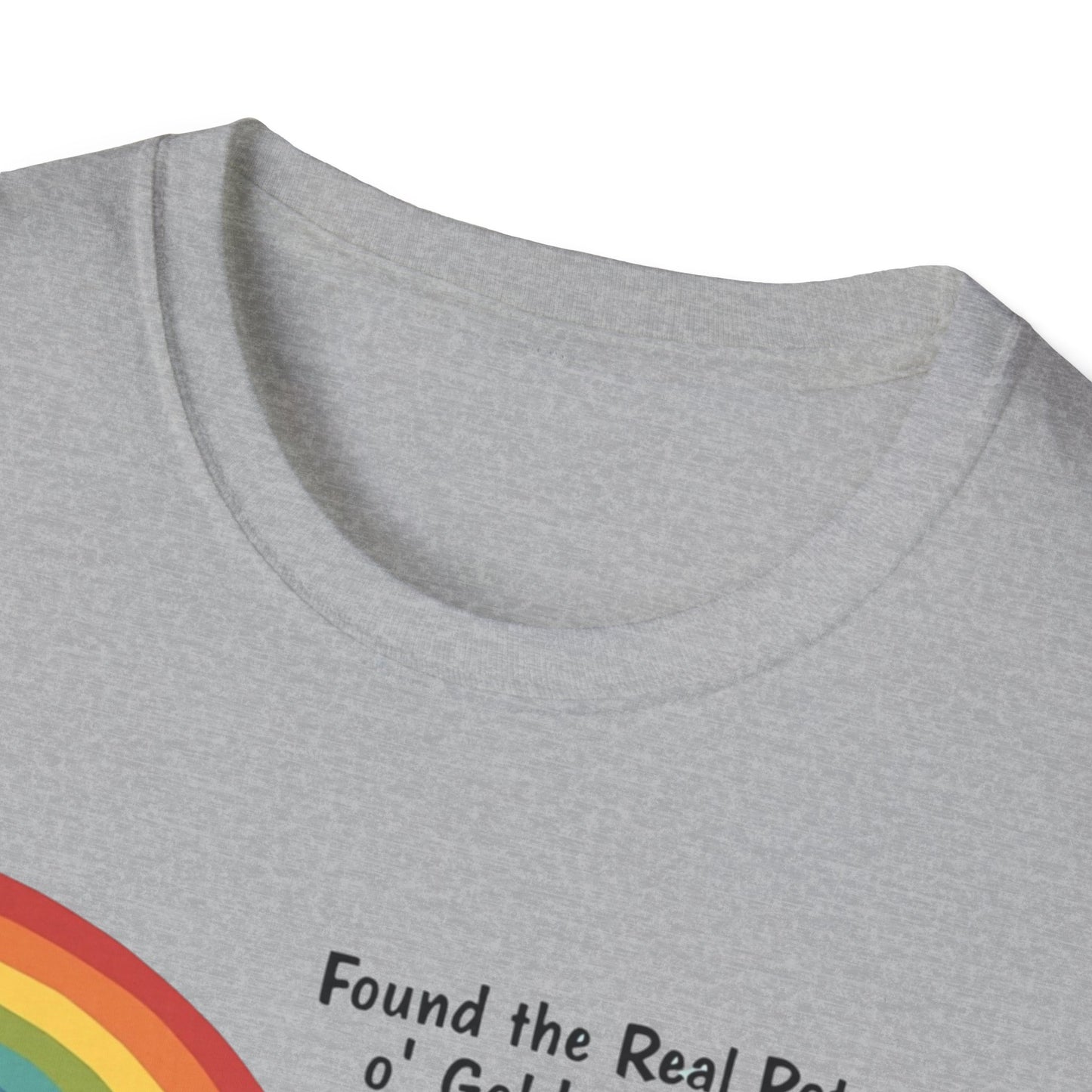 T‑Shirt — "Found the Real Pot of Gold" Rainbow & Leprechaun Cat Graphic