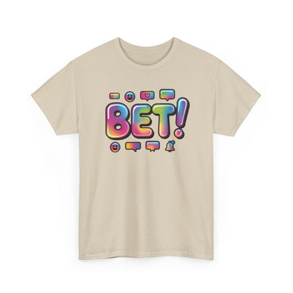 Bet! Colorful Speech Bubble Graphic Tee — Casual Youth Streetwear T-Shirt
