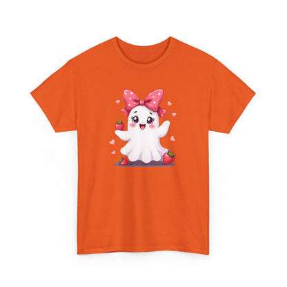 Cute Ghost Strawberry Unisex Tee, Perfect for Halloween, Gift, Casual Wear, Festival Shirt, Summer Vibes, Kawaii Apparel