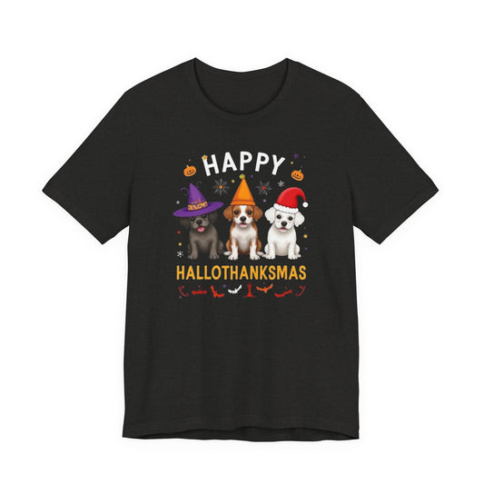 Holiday Trifecta tee, Funny Halloween T-Shirt for Parties, Unisex Short Sleeve Tee, Spooky Holiday Apparel, Gift for Halloween Lovers