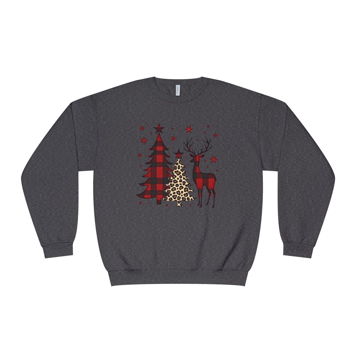 Christmas Buffalo Plaid Trees & Reindeer Crewneck Sweatshirt