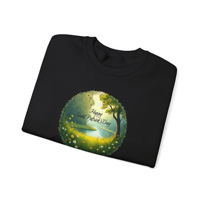 Saint Patrick’s Day Crewneck Sweatshirt — "Happy Earth Day" Nature Graphic