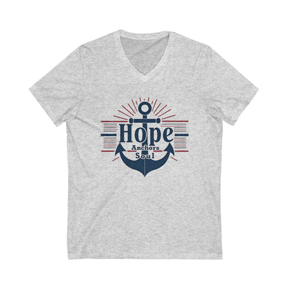 Hope Anchors the Soul V-Neck Tee | Inspirational Shirt, Nautical Apparel, Motivational Gift, Unisex T-Shirt, Casual Wear - Psychonaut Swag