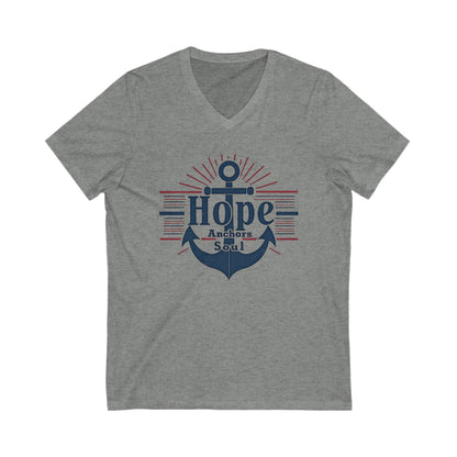 Hope Anchors the Soul V-Neck Tee | Inspirational Shirt, Nautical Apparel, Motivational Gift, Unisex T-Shirt, Casual Wear - Psychonaut Swag