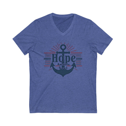 Hope Anchors the Soul V-Neck Tee | Inspirational Shirt, Nautical Apparel, Motivational Gift, Unisex T-Shirt, Casual Wear - Psychonaut Swag