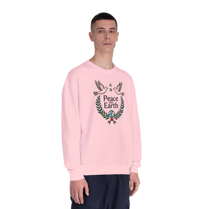 Peace on Earth Crewneck Sweatshirt — Holiday Dove & Laurel Graphic