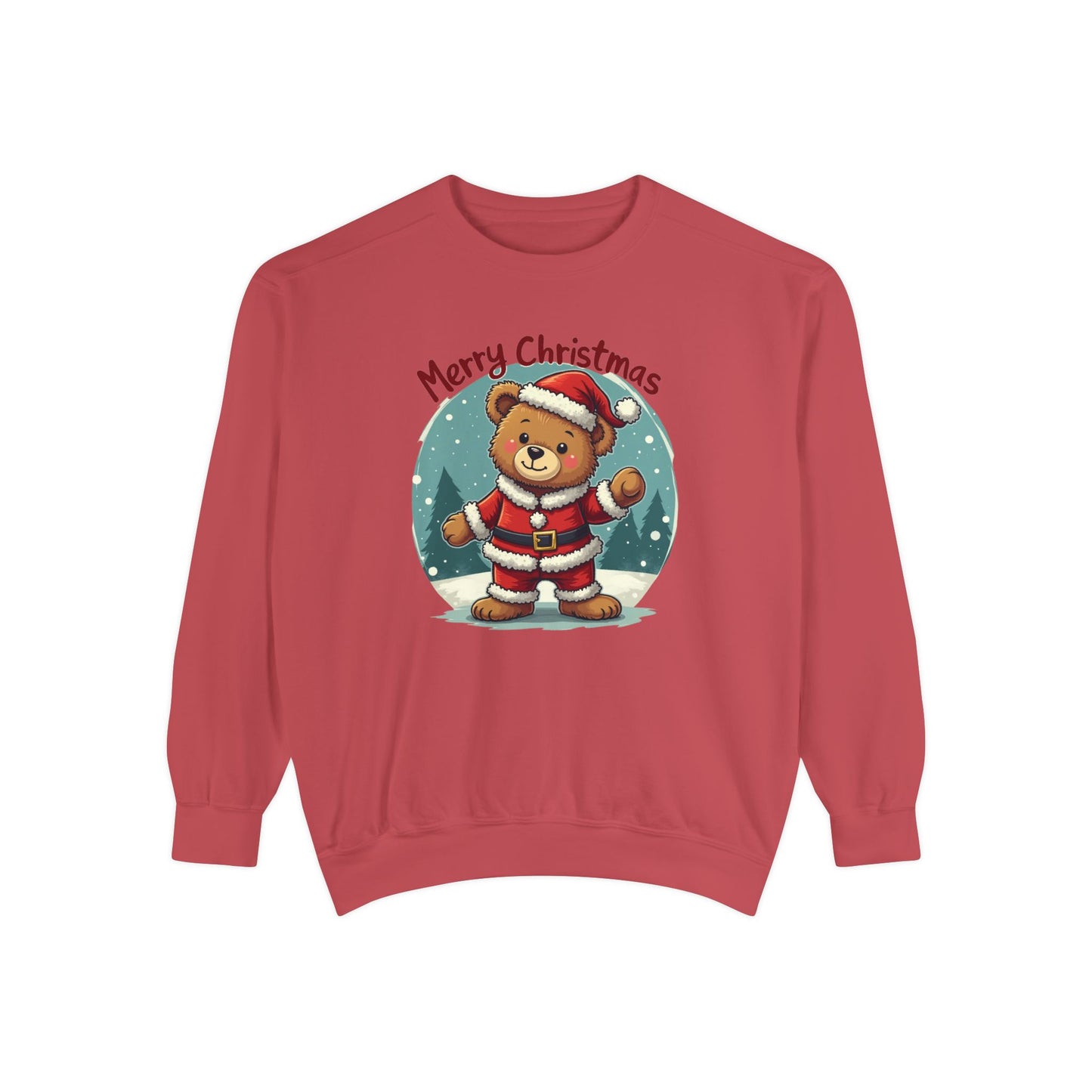 Christmas Bear, Unisex Garment-Dyed Sweatshirt